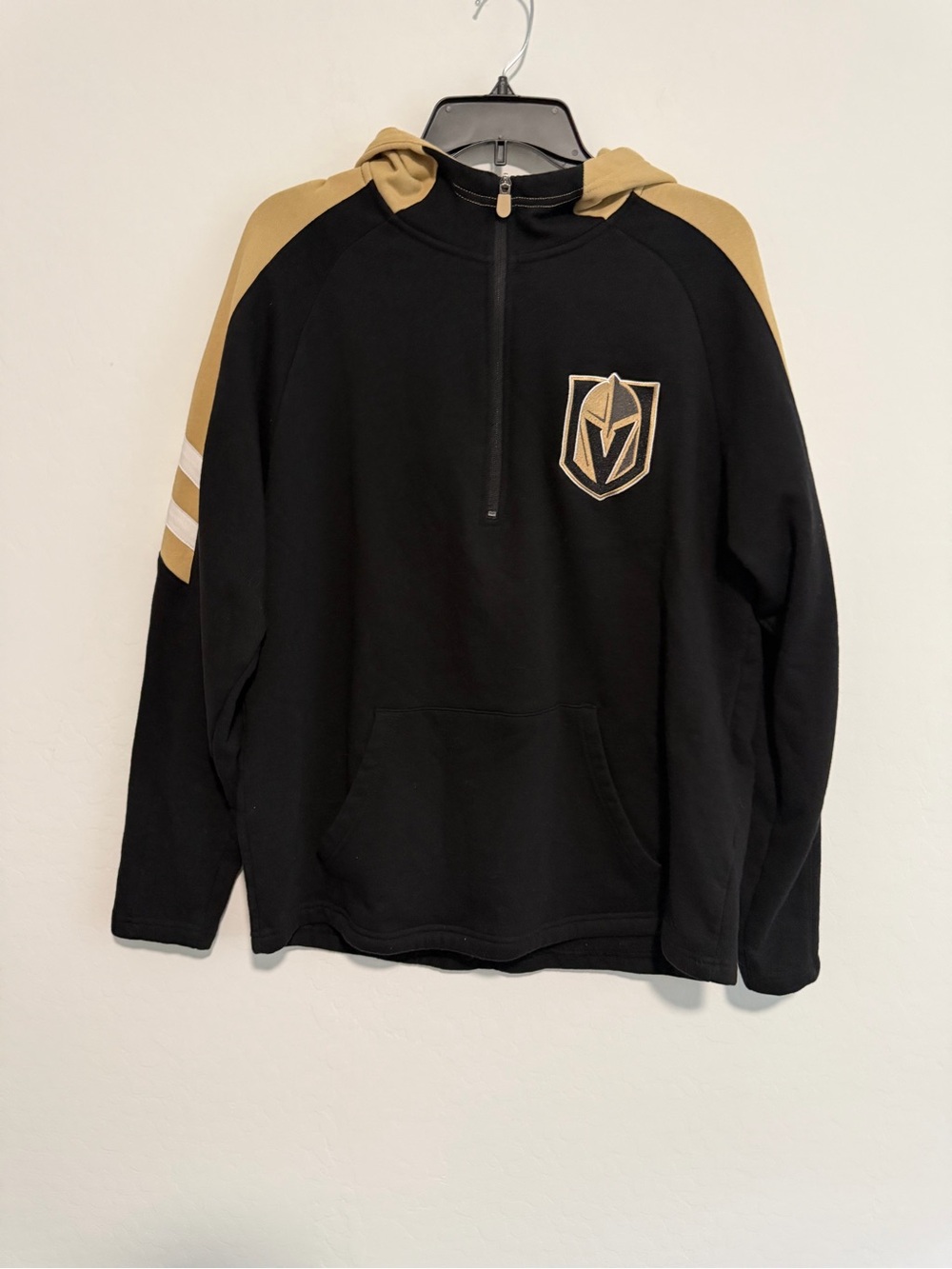 Vegas Golde Knights NFL Men's Black and Gold Half-Zip Hoodie Sweater